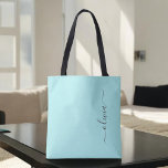 Tote Bag Aqua Blue Turquoise Girl Script Monogramme Moderne<br><div class="desc">Aqua Blue Turquoise Elegant Ajoutez Votre Propre Nom Monogram Book Bag. Ce sac de livre peut être customisé pour inclure votre nom initial et prénom et donné comme cadeau pour Noël,  Sweet 16 Anniversaire,  Fête des mariées ou Mariage.</div>