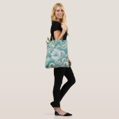 Tote Bag Aqua Blue & White Wave Abstraite - Art moderne Flu (Sur le modèle)