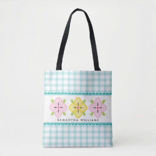 Tote Bag Aqua Buffalo Chèques Plaid En vichy Monogrammed