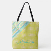Tote Bag Aqua Chartreuse Pots branchés Nom de fille Monogra (Devant)
