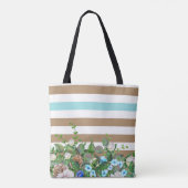 Tote Bag Aqua élégant et floral bronzage et rayures avec le (Dos)