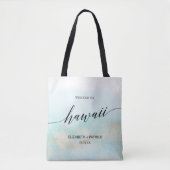 Tote Bag Aqua et Gold Beach Hawaii Mariage Bienvenue (Devant)