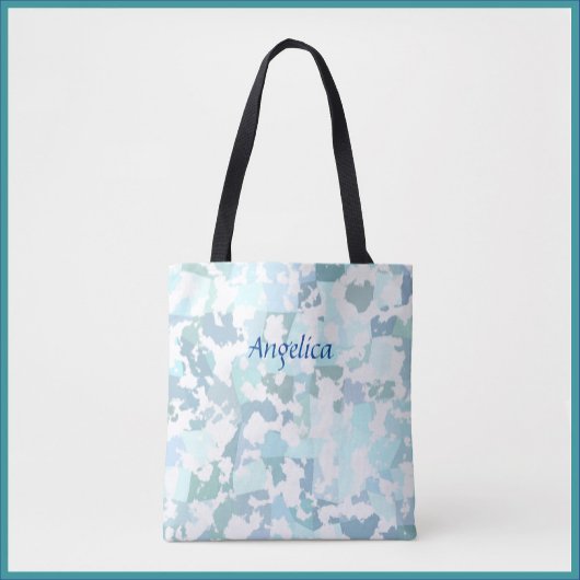 Tote Bag Aqua gris et blanc moderne