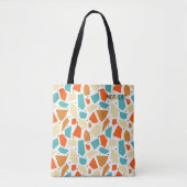 Tote Bag Aqua Orange Polygon Motif géométrique Monogramme (Devant)