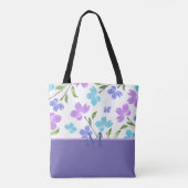 Tote Bag Aqua Periwinkle Purple Aquarelle tiges (Dos)