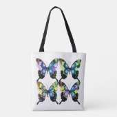 Tote Bag Aqua, Rose et Jaune - Élégants papillons (Dos)