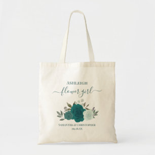 Tote Bag Aqua & Roses sarcelle Élégant Enfant Fleur Mariage