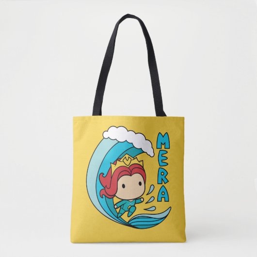 Tote Bag Aquaman | Chibi Mera Riding Vague Graphique (Devant)
