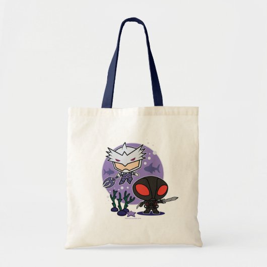 Tote Bag Aquaman | Chibi Orm & Black Manta Graphisme sous-m (Devant)