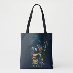 Tote Bag Aquaman Orin, Mera, et graphique noir de Manta