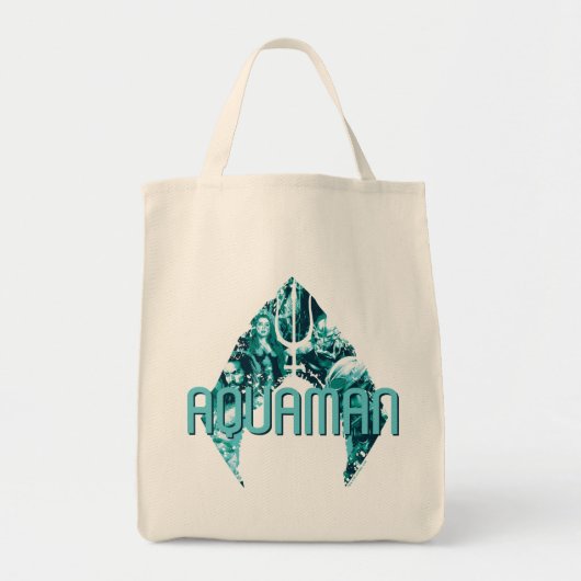 Tote Bag Aquaman | Orin, Mera, Orm & Manta Noir En Symbole (Devant)