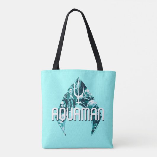 Tote Bag Aquaman | Orin, Mera, Orm & Manta Noir En Symbole (Dos)