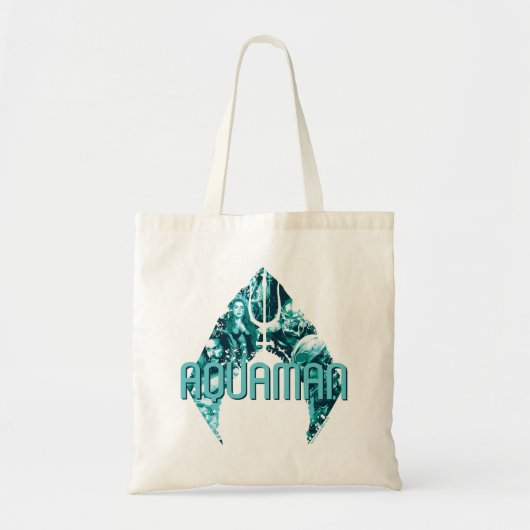 Tote Bag Aquaman | Orin, Mera, Orm & Manta Noir En Symbole (Devant)