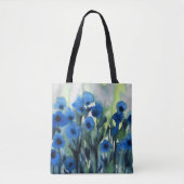 Tote Bag Aquarelle Abstraite 'Blue Field of Flowers' (Devant)