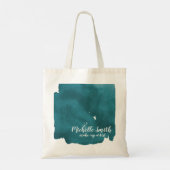 Tote Bag Aquarelle Abstraite couleur turquoise trait de bro (Dos)