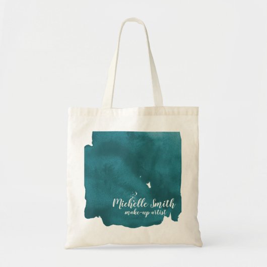 Tote Bag Aquarelle Abstraite couleur turquoise trait de bro (Devant)
