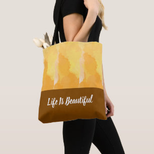 Tote Bag Aquarelle Abstraite Jaune Clair Avec Base Brown