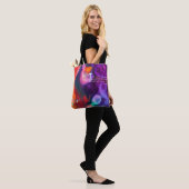 Tote Bag Aquarelle Abstraite orange et violette (Sur le modèle)