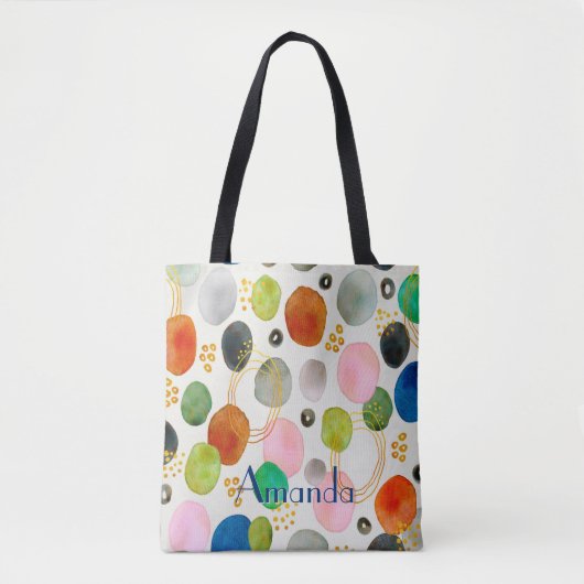 Tote Bag Aquarelle Abstraite Pebble Gold Parties scintillan (Devant)