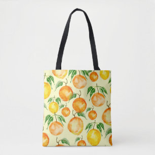 Tote Bag Aquarelle agrumes, motif tropical.