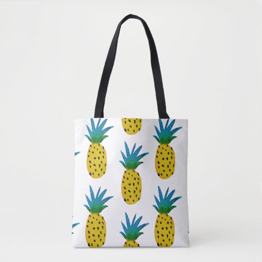 Tote Bag Aquarelle Ananas Jaune Motif (Devant)
