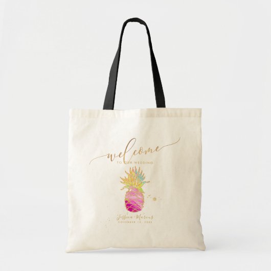 Tote Bag Aquarelle Ananas Rose Cadeaux de bienvenue (Devant)