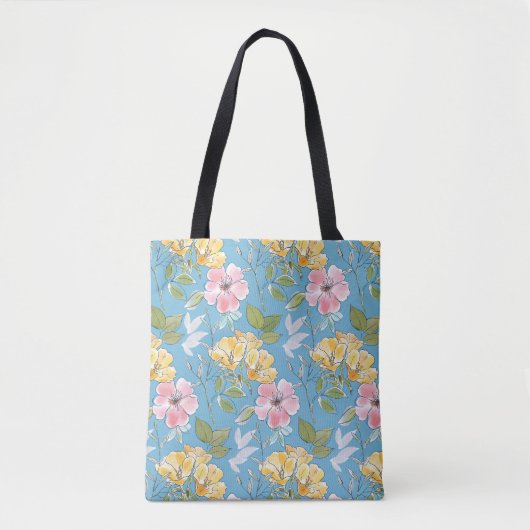 Tote Bag Aquarelle Aqua Bloom (Devant)