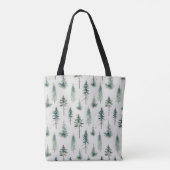 Tote Bag Aquarelle Arbres de Noël Motif de vacances (Dos)