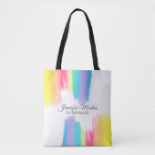 Tote Bag Aquarelle arc-en-ciel Élégant Monogramme de servan (Devant)