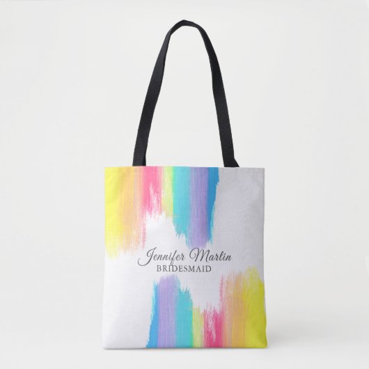 Tote Bag Aquarelle arc-en-ciel Élégant Monogramme de servan (Devant)