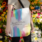 Tote Bag Aquarelle arc-en-ciel Élégant Monogramme de servan