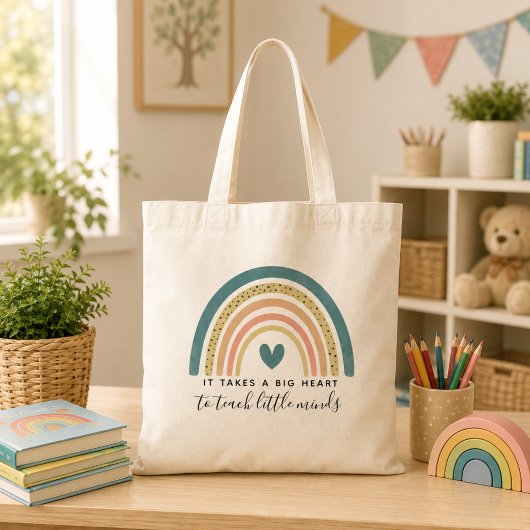 Tote Bag Aquarelle Arc-en-Ciel Remerciement Enseignant