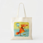 Tote Bag Aquarelle artisanale renard drôle (Devant)