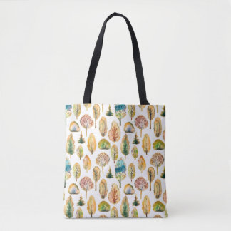 Tote Bag Aquarelle automne arbres, motif sans soudure.