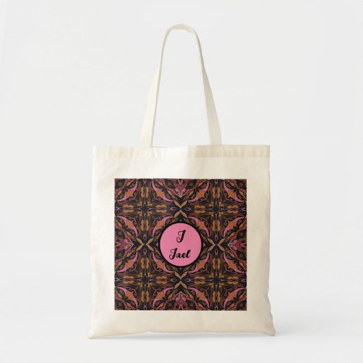 Tote Bag Aquarelle Azulejo Espagnol noir et rose (Devant)
