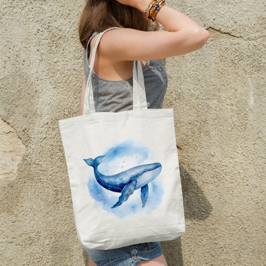 Tote Bag Aquarelle Baleine céleste