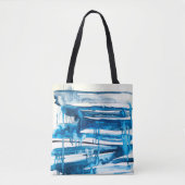 Tote Bag Aquarelle bleu art abstrait (Devant)