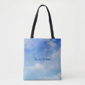 Tote Bag Aquarelle bleu & blanc sur mesure (Devant)