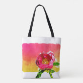 Tote Bag Aquarelle bleu Chiffon Rose et rose Peony (Dos)