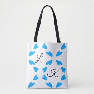 Tote Bag Aquarelle bleu ciel simple ajoutez votre nom monog