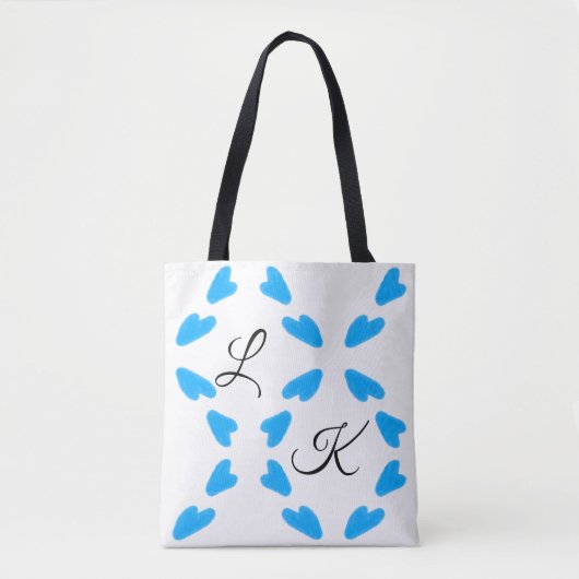 Tote Bag Aquarelle bleu ciel simple ajoutez votre nom monog (Devant)