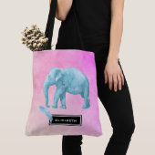 Tote Bag Aquarelle bleu clair éléphant sur Arrière - plan r (De près)