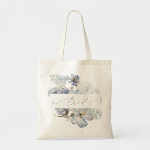 Tote Bag Aquarelle bleu Dusty Fête des mariées florale