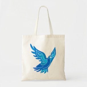 Tote Bag Aquarelle bleu et blanc Peace Dove