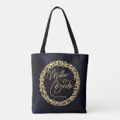 Tote Bag Aquarelle bleu marine et Mère or de la mariée (Dos)