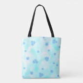 Tote Bag Aquarelle bleu moderne fleurie botanique (Dos)