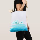 Tote Bag Aquarelle bleu océan minimal (De près)