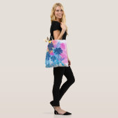 Tote Bag Aquarelle bleu rose Hawaii Palmes tropicales (Sur le modèle)