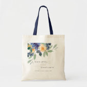 Tote Bag Aquarelle bleu rustique Mariage floral (Devant)