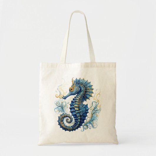 Tote Bag Aquarelle bleu sehorse design (Devant)